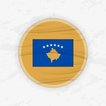 Kosovar Flag in a Circular Emblem Design, Abstract Round Sticker Illustration Illustration