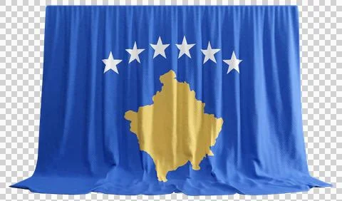 Kosovar Flag Curtain in 3D Rendering Kosovo's Cultural Diversity Stock Illustration