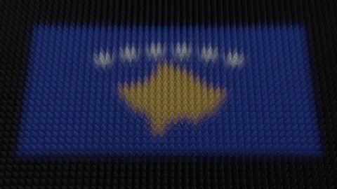 Kosovar Flag Light Shining on Scrolling Bullets Stock Footage 310571235