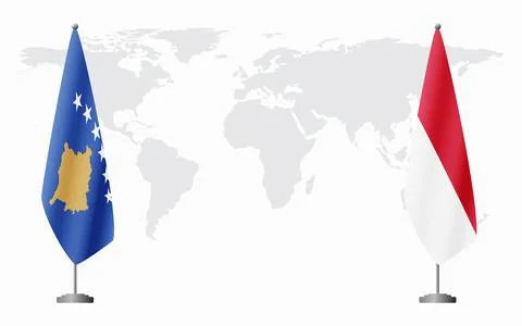 Kosovo and Monaco flags for official meeting Illustration