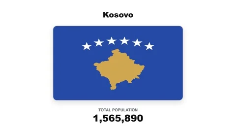 Kosovo - Flag And Population Statistics - Digital Graphics Stock Footage 342623054