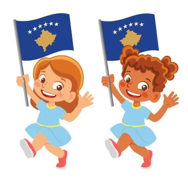 Kosovo flag in hand set Stock Illustration