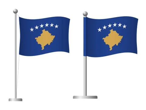 Kosovo flag on pole icon Stock Illustration