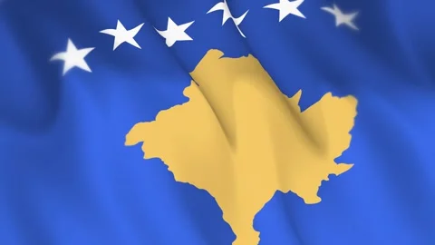 Kosovo Flag Seamless Loop 4k 60fps on Sky Background Stock Footage 340350616