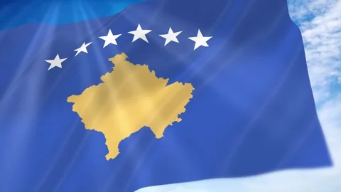 Kosovo Flag Seamless Loop 4k 60fps on Sky Background Stock Footage 341674521