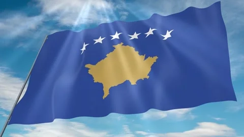 Kosovo Flag Seamless Loop 4k 60fps on Sky Background Stock Footage 341758685