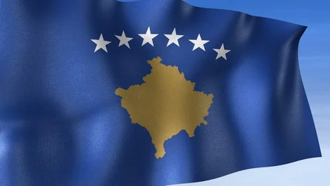 Kosovo Flag - Set of 3 Angles with Masks [3WaveSeries] Stock Footage 106052632