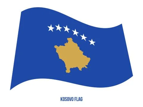 Kosovo Flag Waving Vector Illustration on White Background. Kosovo National Flag Stock Illustration