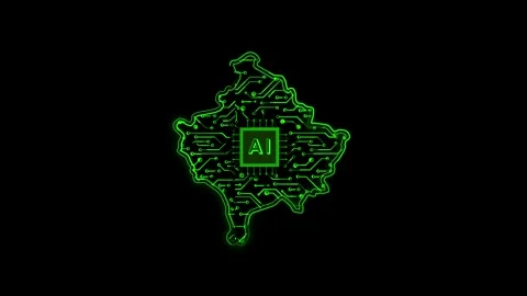 Kosovo Map AI Chipset Technology Opener Stock Footage 337056068