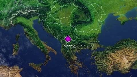 KOSOVO Map With Borders Video stock 318675813