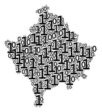 Kosovo Map Composition of Binary Digits 스톡 일러스트