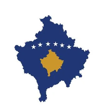Kosovo map flag over map vector silhouette illustration isolated Ilustração Stock