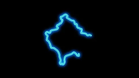 Kosovo Map Outline Neon Lights Stock Footage 332849835