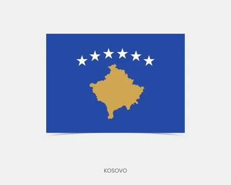 Kosovo Rectangle flag icon with shadow. Stock Illustration
