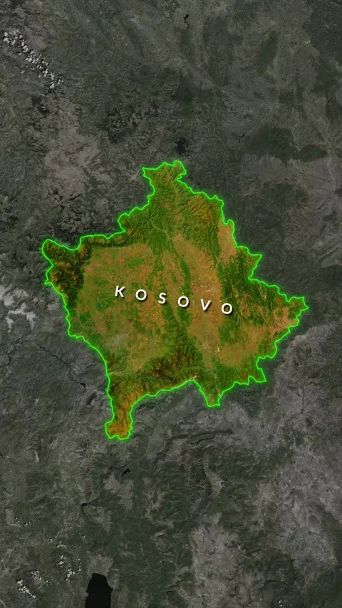 Kosovo Topographic Map Highlighted on Satellite Earth View Vertical Animation Stock Footage 340363602