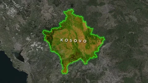 Kosovo Topographic Map Highlighted on Satellite Earth View Stock Footage 340363604