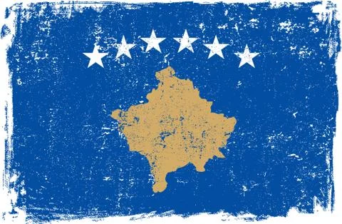 Kosovo Vector Flag on White Stock Illustration