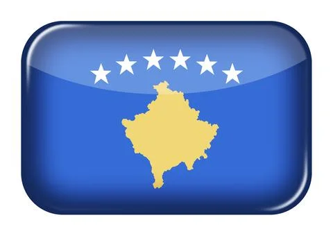 Kosovo web icon rectangle button with clipping path 3d illustration Stock Illustration