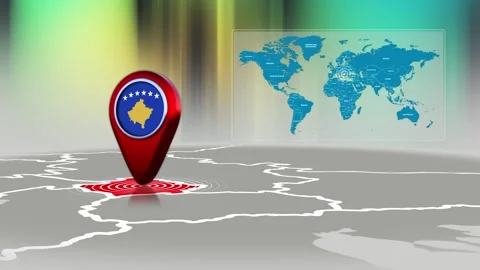 Kosovo World Map Pin Location Background Loop 4k Stock Footage 341771672