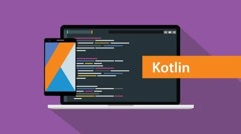 Kotlin mobile application programming language coding software technology Stock Illustration