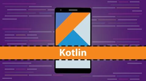 Kotlin mobile application programming language coding software technology Stock Illustration