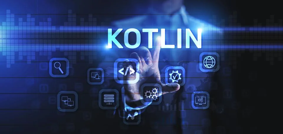 Kotlin programming language mobile application software development concept on 스톡 사진