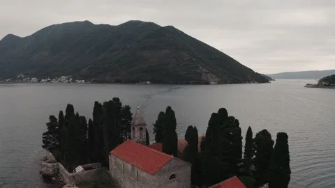 Kotor bay-Catholic monastery of Saint George Stock Footage 231802113