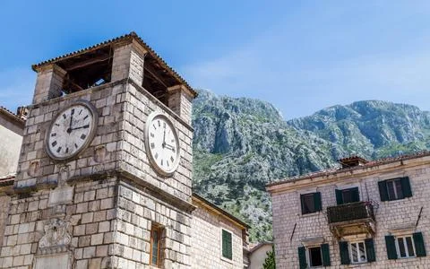 Kotor clock tower Stock Photos