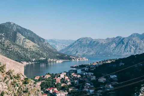 Kotor view from mountains hiking trail Montenegro Foto stock
