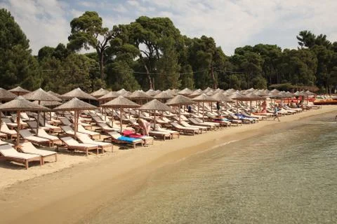 Koukounaries beach Stock Photos