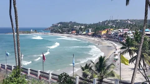 Kovalam beach at distance Stock Footage 276889964