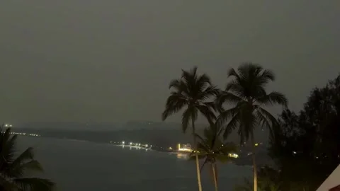 Kovalam beach during night Stock Footage 327999179