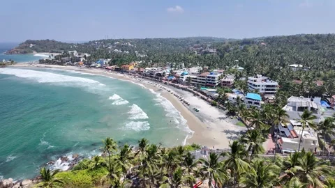 Kovalam beach top view from the light house Stock Footage 276889967