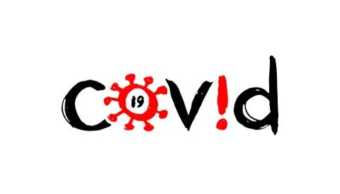 Kovid-19 logo - creative emblem on a white background. coronavirus - calligra Stock Illustration