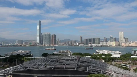 Kowloon and ferries Stock Footage 86297745