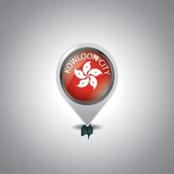 Kowloon City Map With Map Pointer Illustrazione stock