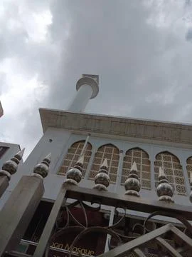 Kowloon Mosque, with arabesque gate and arch windows. Stock Photos