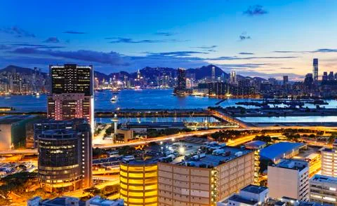 Kowloon at night Stock Photos
