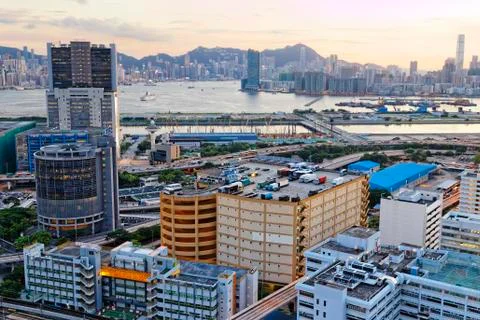 Kowloon at sunset Stock Photos