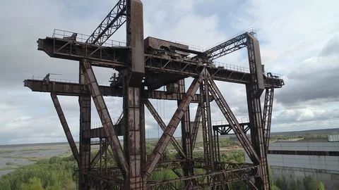 KP-640. They load the reactors in the power units. Near the city of Pripyat. Stock Footage 128246990
