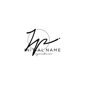 KP Initial handwriting logo design Stock Illustration