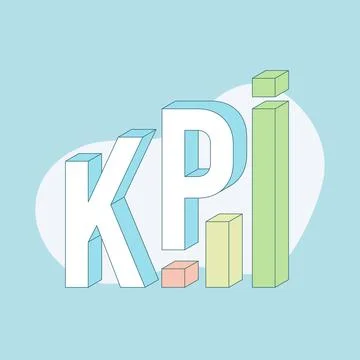 KPI acronym modern flat thin line vector icon. Key Performance Indicator Illustrazione stock