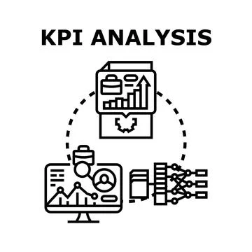 Kpi analysis data evaluation business performance metrics Stock Illustration