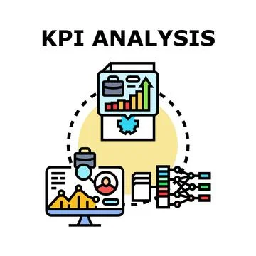 Kpi analysis data evaluation business performance metrics Illustrazione stock