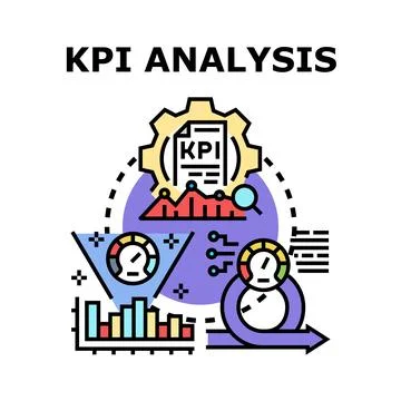 Kpi analysis data reporting and performance measurement Stock Illustration