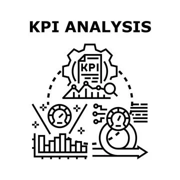 Kpi analysis data reporting and performance measurement Stock Illustration