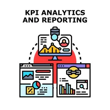 Kpi analytics and reporting visualizing business performance data Stock Illustration