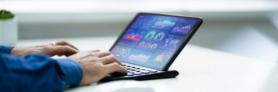 KPI Analytics Dashboard With Graphs Stock Photos