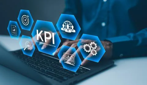 KPI, Analyzing Key Performance Indicators. Stock Photos