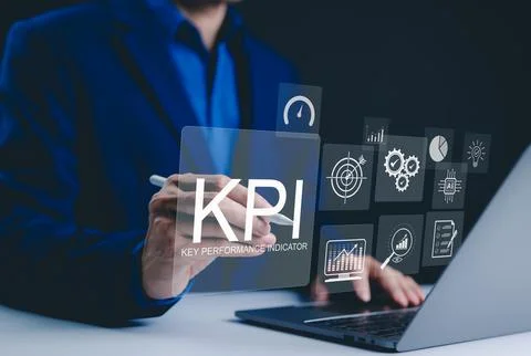 KPI, Analyzing Key Performance Indicators. Stock Photos